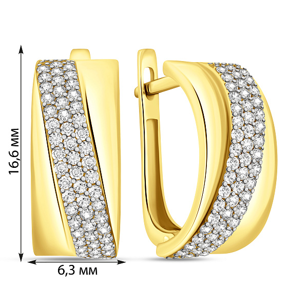 Серьги из желтого золота с дорожкой из фианитов (арт. 111300ж) – изображение 2