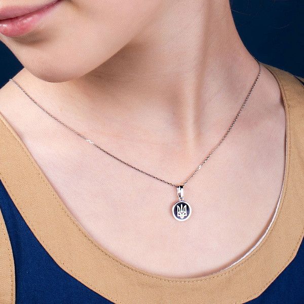 Патріотичний підвіс з золота Тризуб-Герб України з емаллю (арт. 441203беч) – зображення 3