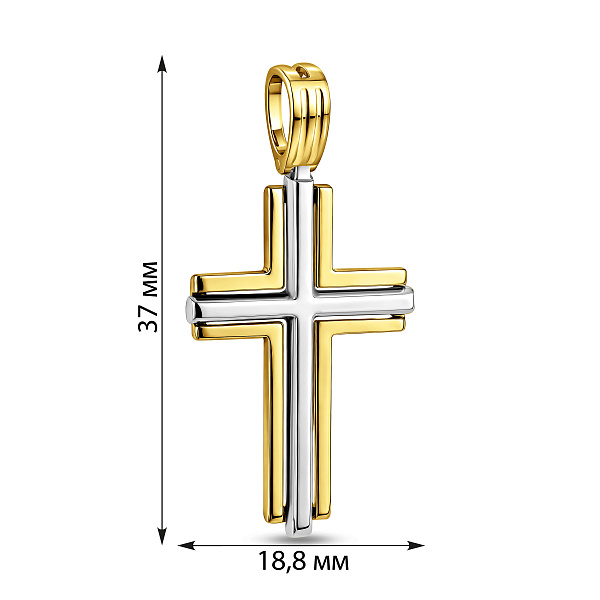 Крестик из желтого и белого золота (арт. 440549ж) – изображение 2