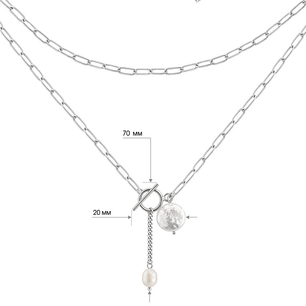 Срібне кольє з перлинами (арт. 7507/2186779жб) – зображення 2