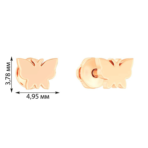 Золотые серьги пусеты без камней (арт. 110899) – изображение 3