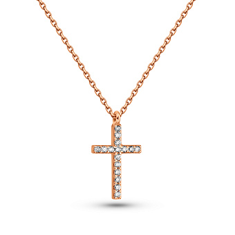 Золотое колье с бриллиантами Крестик (арт. 7103670201)