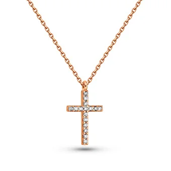 Золоте кольє з діамантами Хрестик (арт. 7103670201)