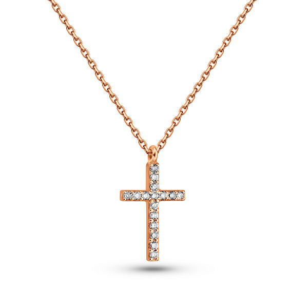 Золоте кольє з діамантами Хрестик (арт. 7103670201) – зображення 1