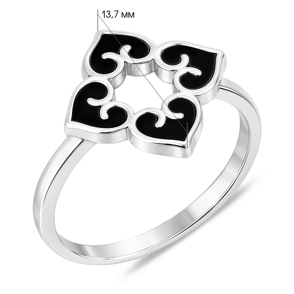 Серебряное кольцо Цветок с ониксом (арт. 7501/8336о) – изображение 2