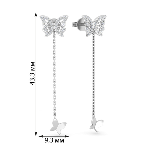 Золоті сережки Метелики з діамантами (арт. Т011765015б) – зображення 2