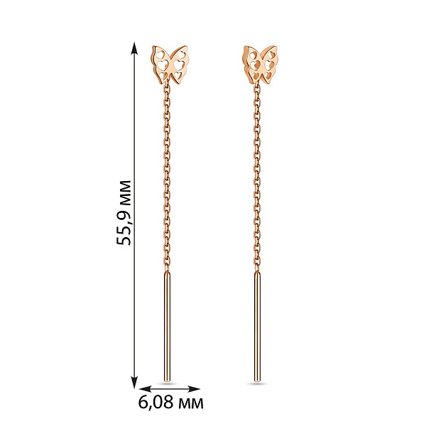 Длинные серьги-протяжки из золота (арт. 110906) – изображение 2