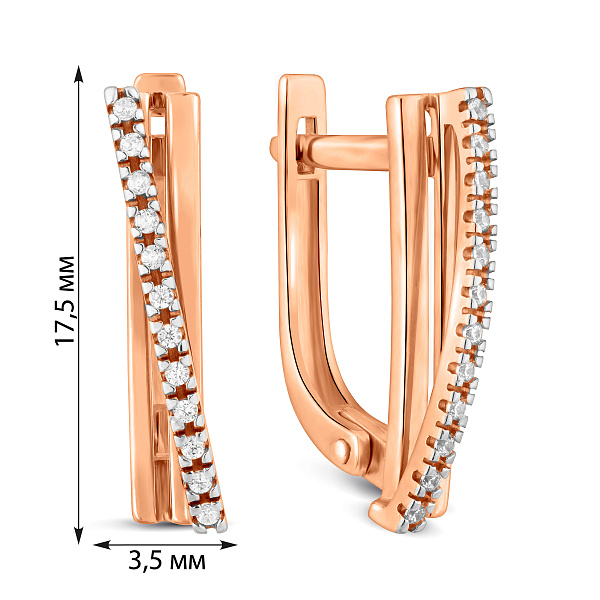 Золоті сережки Синергія з доріжкою з фіанітів (арт. 110370) – зображення 2