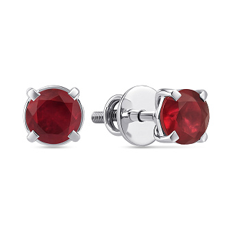 Серебряные серьги-пусеты с рубином (арт. 7518/2123354Р)