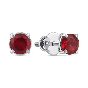 Срібні сережки-пусети з рубіном (арт. 7518/2123354Р)