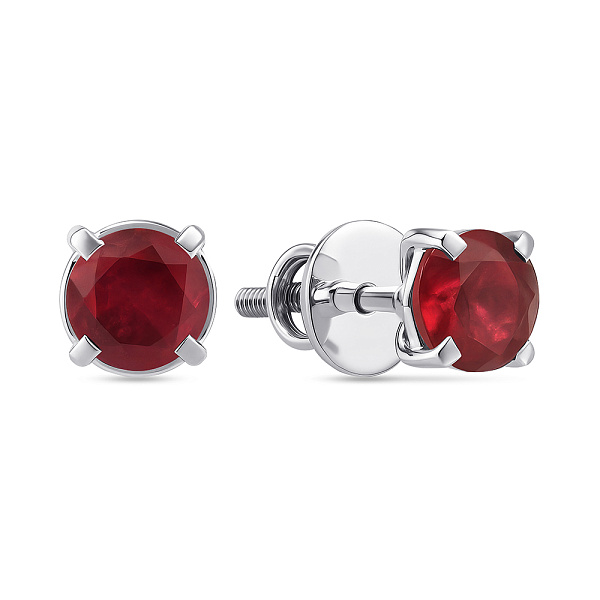 Срібні сережки-пусети з рубіном (арт. 7518/2123354Р) – зображення 1