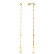 Золотые серьги-подвески с жемчугом (арт. 106796жпрлб)