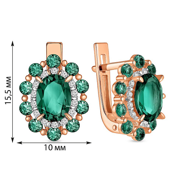 Серьги из красного золота с кварцем и фианитами (арт. 111108Пз) – изображение 3