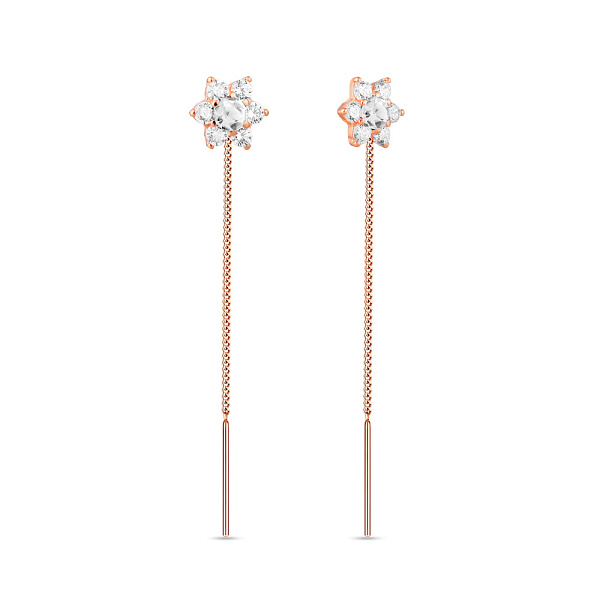 Серьги-протяжки золотые с фианитами для детей (арт. 110836) – изображение 1