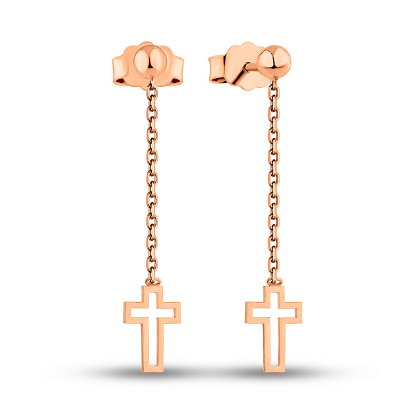 Сережки-пусети з червоного золота Хрестики (арт. 1091246) – зображення 1
