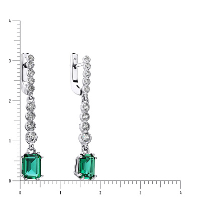 Срібні сережки підвіски з кварцом і фіанітами (арт. 7002/2998/9Пкз)