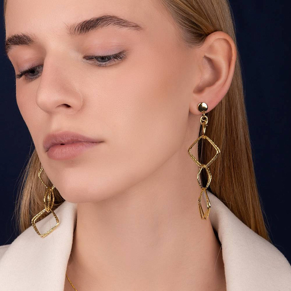 Довгі золоті сережки Francelli з підвіскою (арт. 1091210ж) – зображення 3