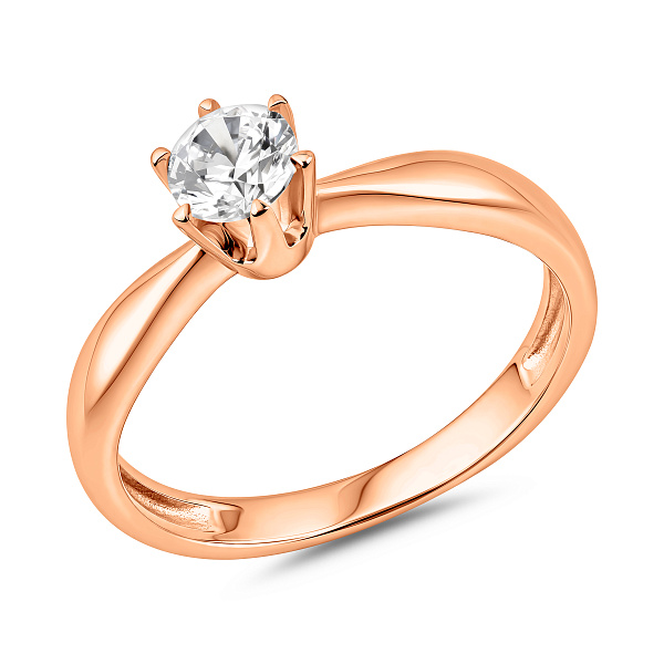 Золота каблучка на заручини з фіанітом (арт. 140340) – зображення 1