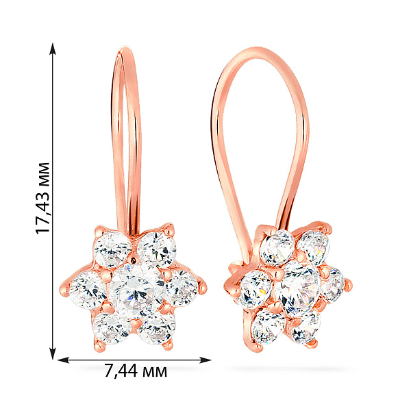 Дитячі золоті сережки «Квіточки» з фіанітами (арт. 110142) – зображення 2