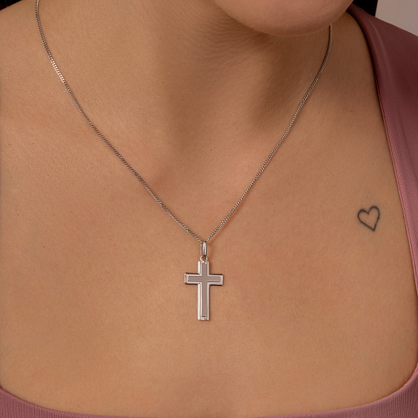 Крестик без распятия из белого золота (арт. 440410бм) – изображение 3