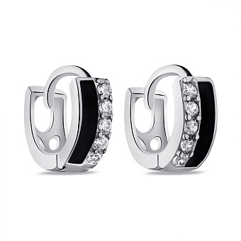 Фото Серебряные серьги с эмалью и фианитами (арт. 7502/4863/10еч)