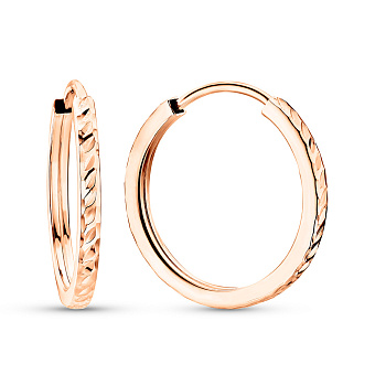 Фото Золоті сережки-кільця з алмазною гранню (арт. 122106/25)