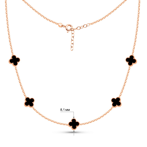 Золоте кольє Конюшина з оніксом (арт. 352772/8о) – зображення 2