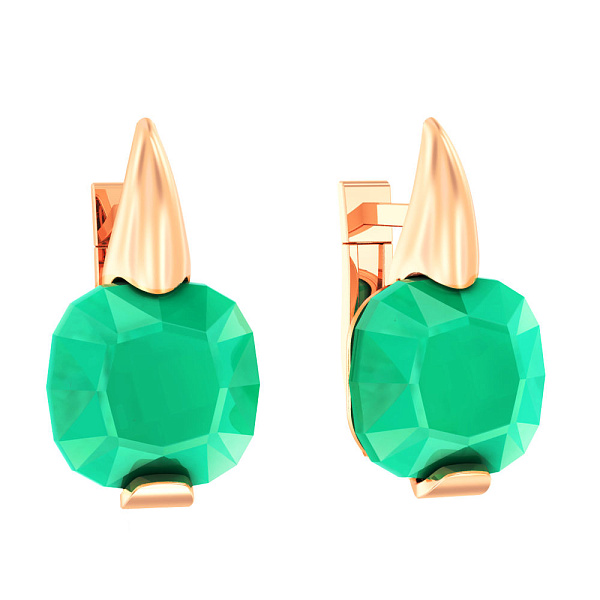 Золотые сережки с хризопразом (арт. 110258Пх) – изображение 1