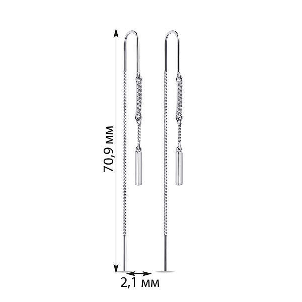 Срібні сережки-протяжки з фіанітами (арт. 7502/9792) – зображення 2