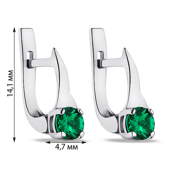 Серебряные серьги с изумрудом (арт. 7502/573Измсп) – изображение 2