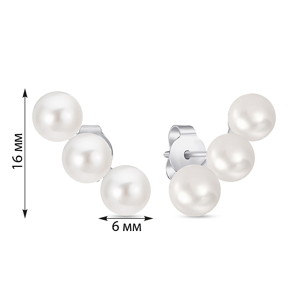 Срібні сережки-пусети з перлинами (арт. 7518/7150жб) – зображення 2