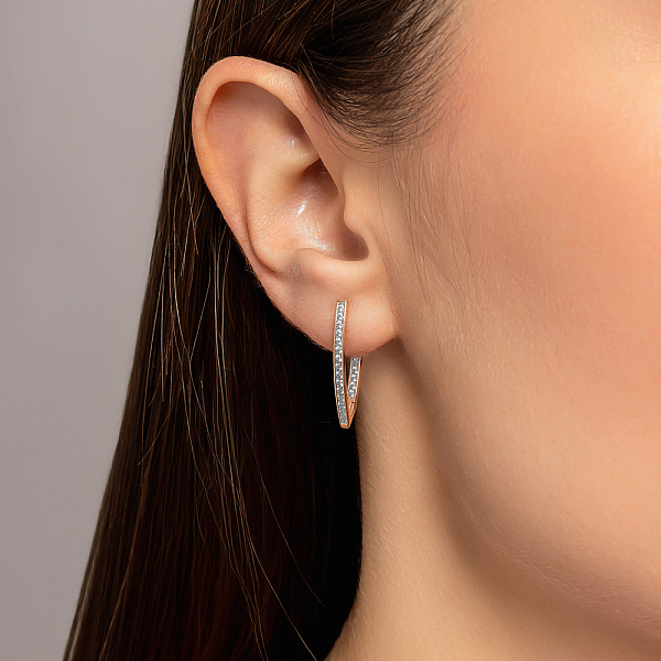 Сережки з червоного золота з фіанітами (арт. 110684) – зображення 2