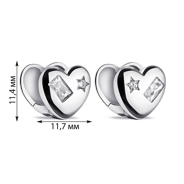 Серебряные сережки Сердечки с фианитами (арт. 7502/9635) – изображение 2