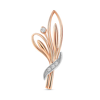 Золотая брошь с фианитами (арт. 360034)