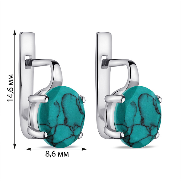 Сережки зі срібла з бірюзою (арт. 7502/2299Бз) – зображення 2