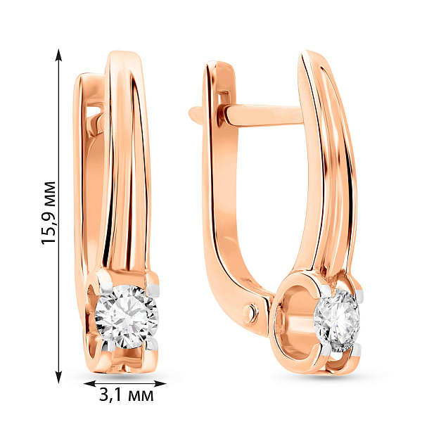 Серьги из красного золота с бриллиантами (арт. 2191248201) – изображение 3