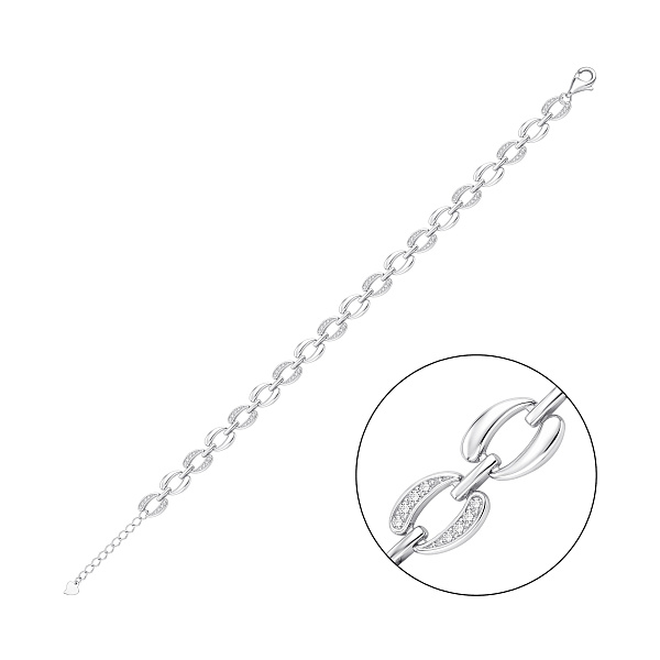 Серебряный массивный браслет с фианитами (арт. 7509/5458) – изображение 1