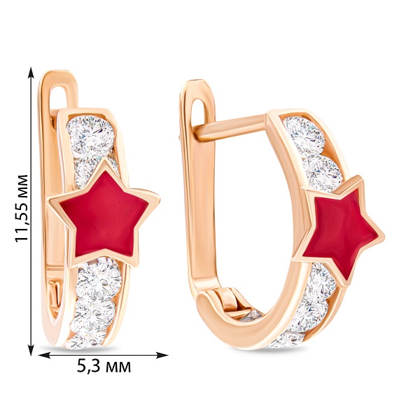 Сережки для детей из золота с эмалью и фианитами (арт. 104211ек) – изображение 2