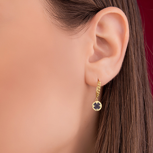 Серьги из желтого золота Клевер (арт. 109962/15жеч) – изображение 2