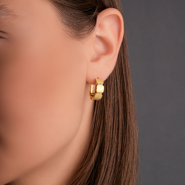 Золоті сережки з фіанітами (арт. 1091126жм) – зображення 2