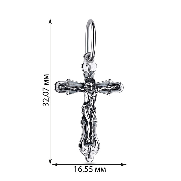 Серебряный нательный крестик "Распятие" (арт. 7904/3530-ч) – изображение 2