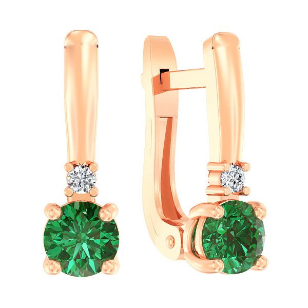 Дитячі золоті сережки з зеленими фіанітами (арт. 110501з) – зображення 1