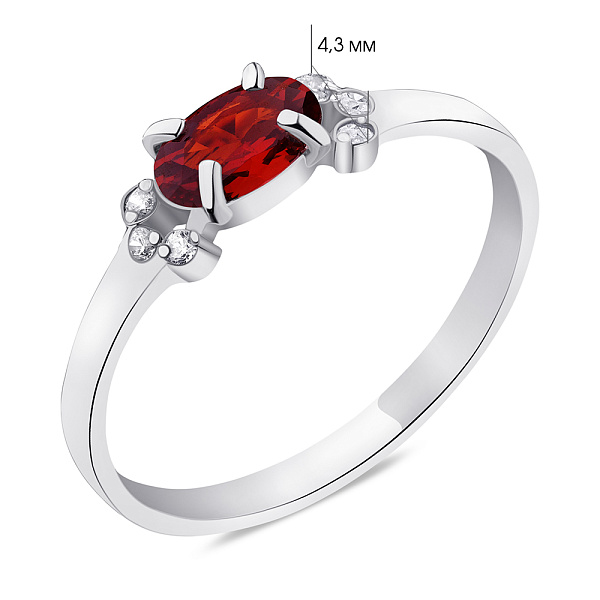 Срібна каблучка з червоним альпінітом і фіанітами (арт. 7501/937аккю) – зображення 2