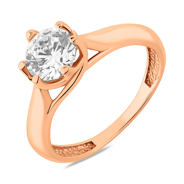 Золота каблучка на заручини з фіанітом (арт. 140338) – зображення 1