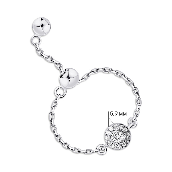 Безрозмірна срібна каблучка з фіанітами (арт. 7501/7022) – зображення 3