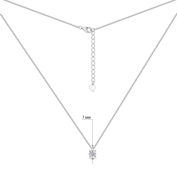 Серебряное колье с подвеской с фианитом (арт. 7507/2581) – изображение 3