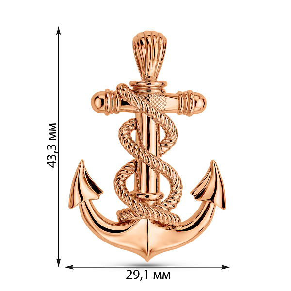 Кулон Якорь из красного золота (арт. 4401062) – изображение 2