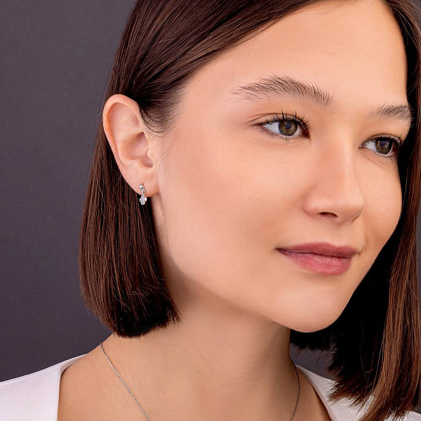 Золотые серьги с бриллиантами  (арт. Т011821005б) – изображение 4