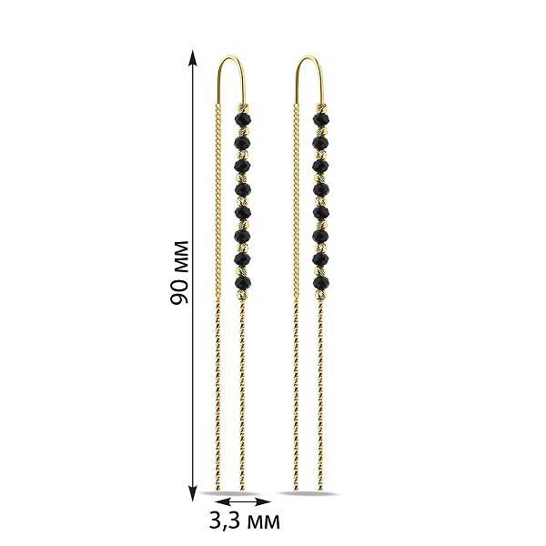 Серьги-протяжки из серебра с ониксом (арт. 7502/9337жо) – изображение 2