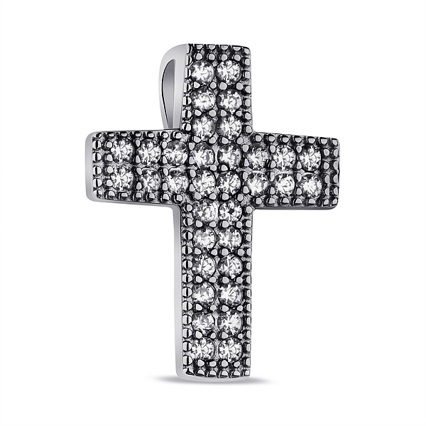 Срібний хрестик з фіанітами (арт. 7503/3940) – зображення 1